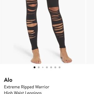 ALO Yoga Black Extreme Ripped Warrior Leggings Like New!
